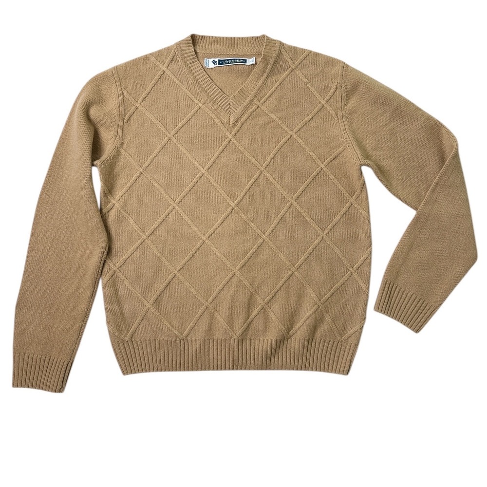 J Lindeberg Mens Sweater Cashmere Tan V Neck Lux Preppy Grandpa